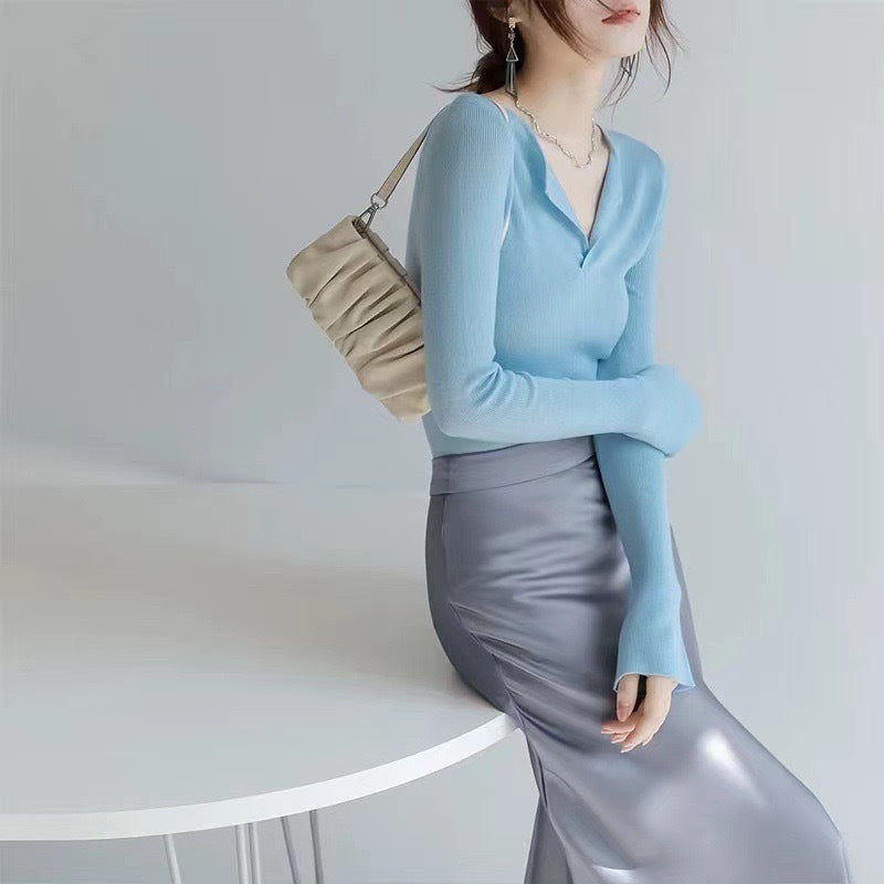 Damen-Strickpullover mit V-Ausschnitt