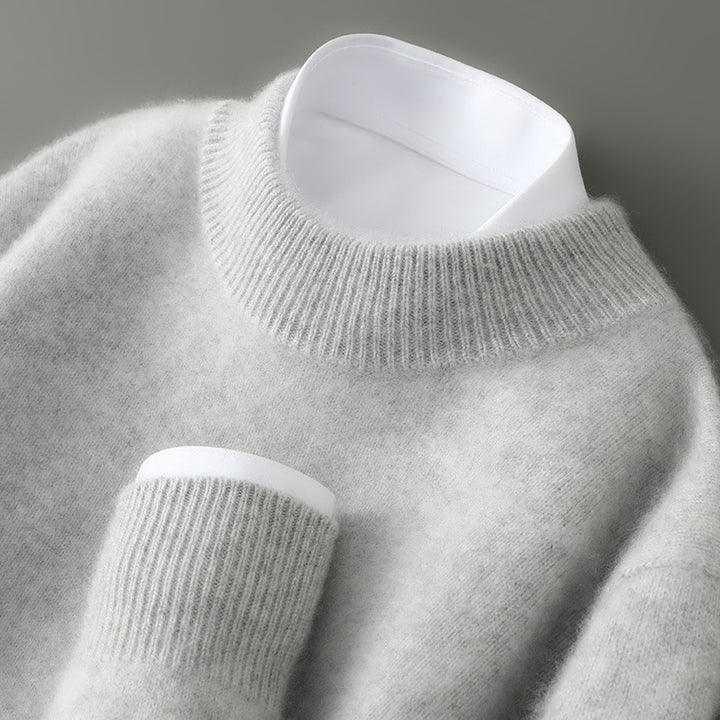 Herren-Wollpullover, 100% Wolle, Stehkragen, Business-Stil