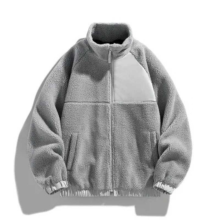 Unisex Lammfell-Jacke mit Stehkragen, gefüttert