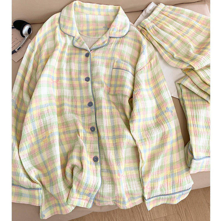 Damen-Pyjama-Set aus 100% Baumwolle, langärmelig