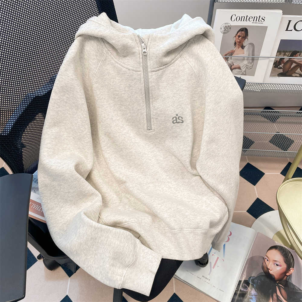 Vintage-Kapuzenpullover mit halbem Reißverschluss