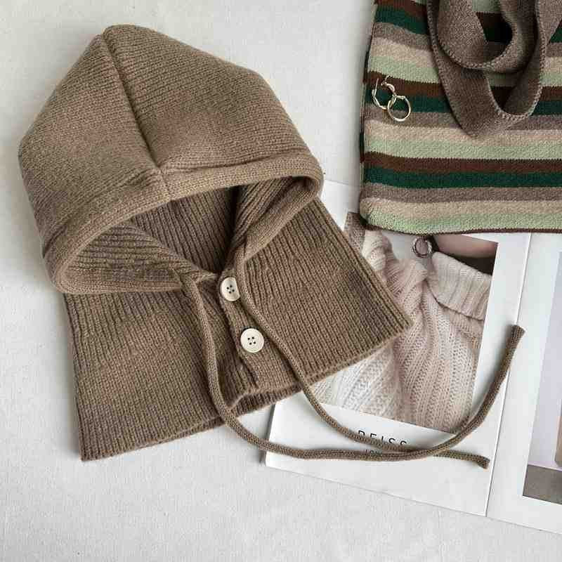 Strickmütze mit Schal, einfarbig, warm, 2-in-1 Set