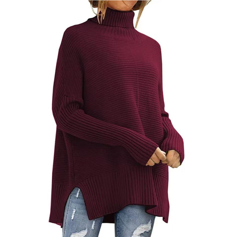 Damen Strickpullover, Rollkragen, weiter Schnitt