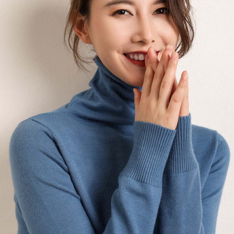 Damen-Rollkragenpullover, schmal geschnitten