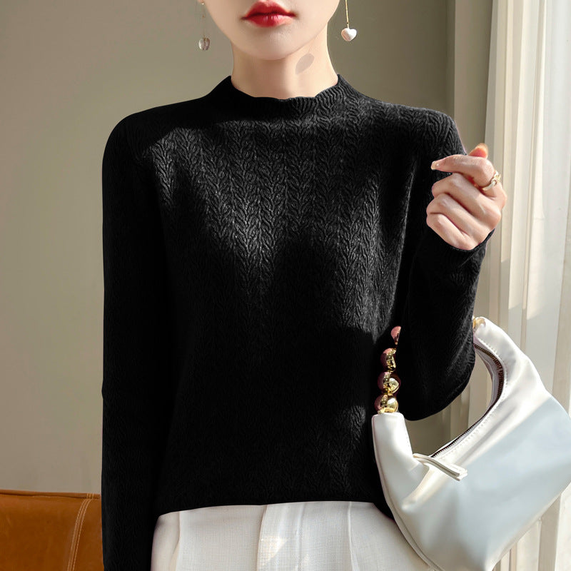 Damen-Kaschmirpullover mit Spitzenkragen und Stehkragen