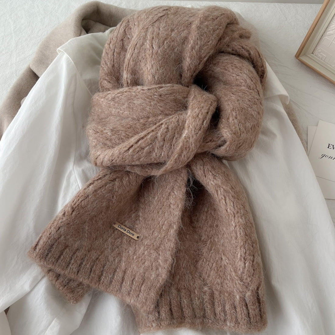 Alpaka-Wollmischschal, gestrickt, 162cm