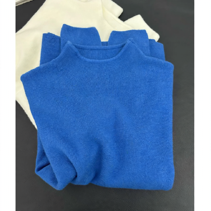 Damen-Strickpullover mit Stehkragen, einfarbig