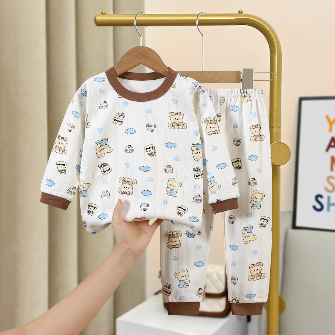 Kinder-Schlafanzug aus Baumwolle mit Jacquard-Muster