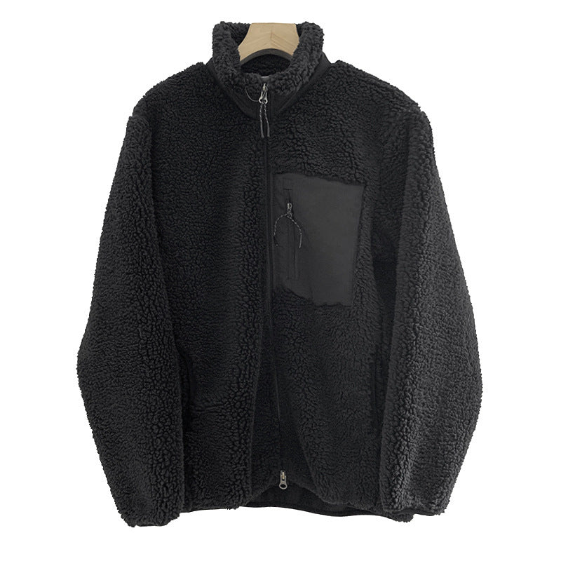 Lässige Damen-Jacke aus Lammfell-Imitat mit Reißverschluss