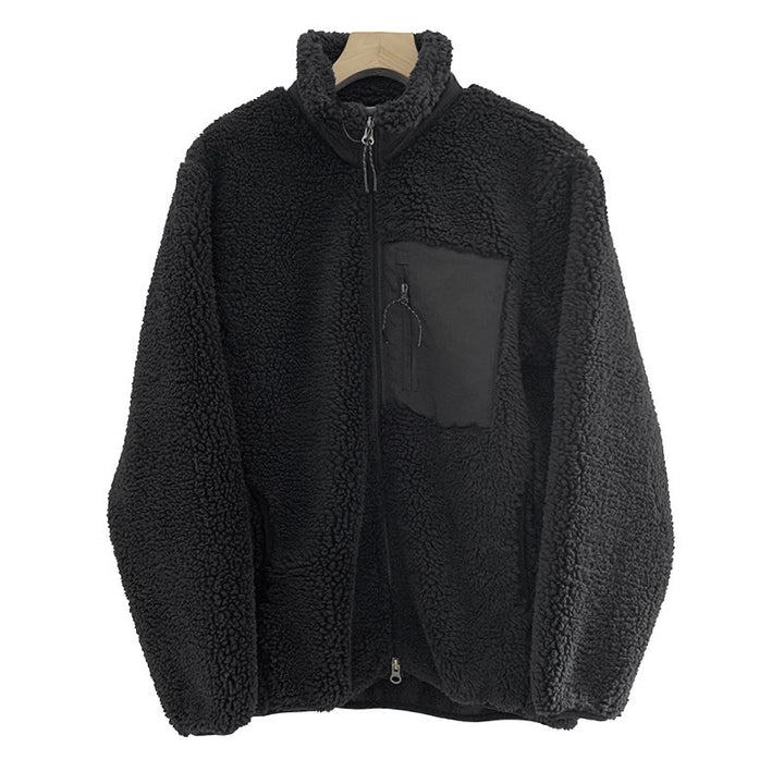 Lässige Damen-Jacke aus Lammfell-Imitat mit Reißverschluss