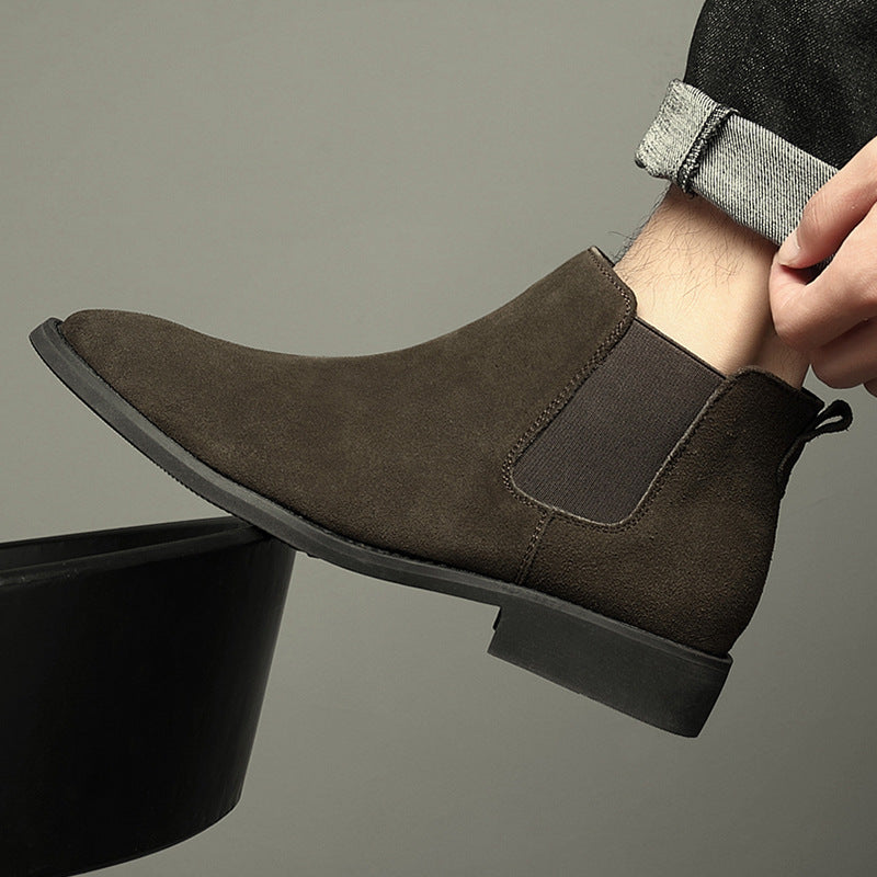 Herren-Chelsea-Stiefel, Wildleder-Optik, spitz zulaufend