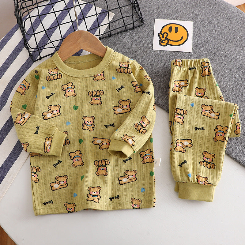 Kinder-Schlafanzug-Set aus Baumwolle mit Jacquard-Muster