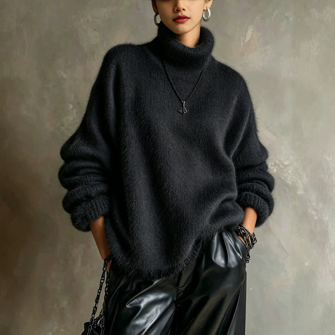 Flauschiger Rollkragenpullover