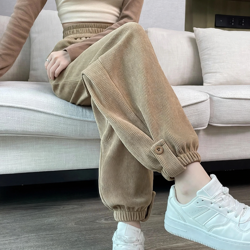 Damen-Cord-Cargohose, lässiger Schnitt