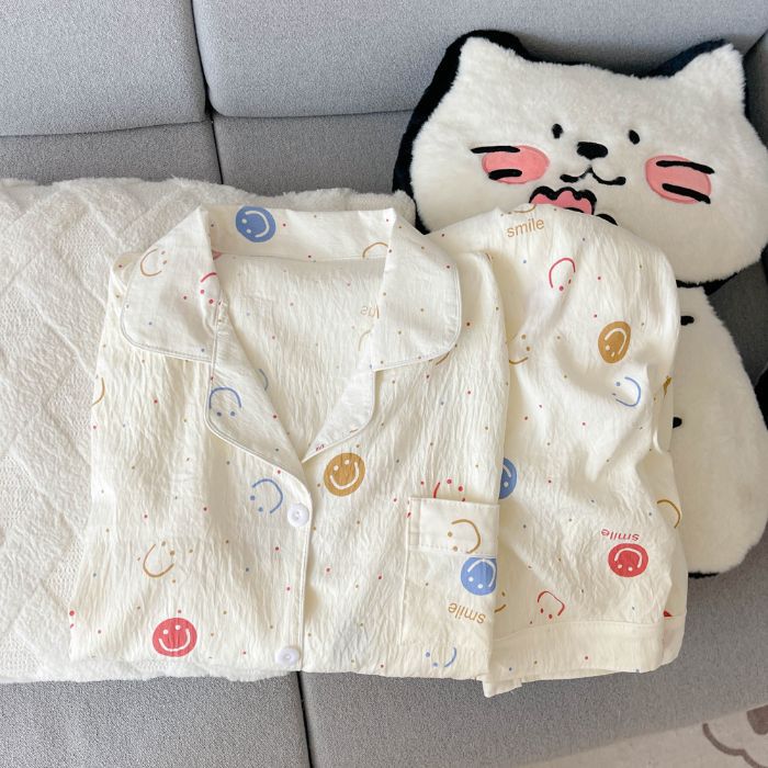 Damen-Pyjama-Set mit Reverskragen, Langarm