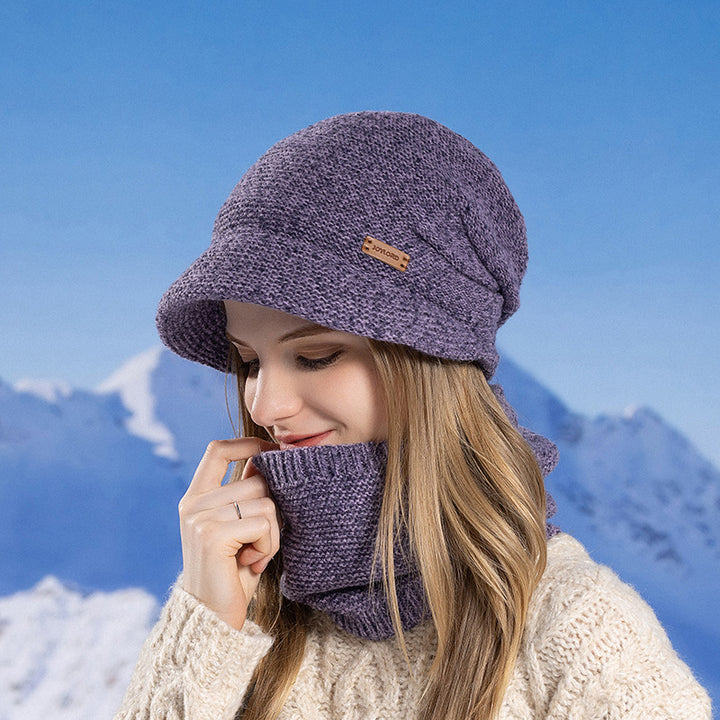 Strickmützen- und Schal-Set mit Futter