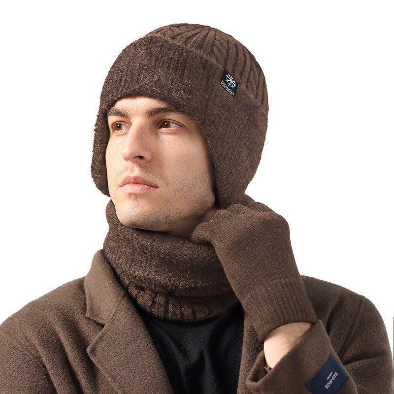 Herren Strick-Set: Dicke Mütze und Nackenschutz