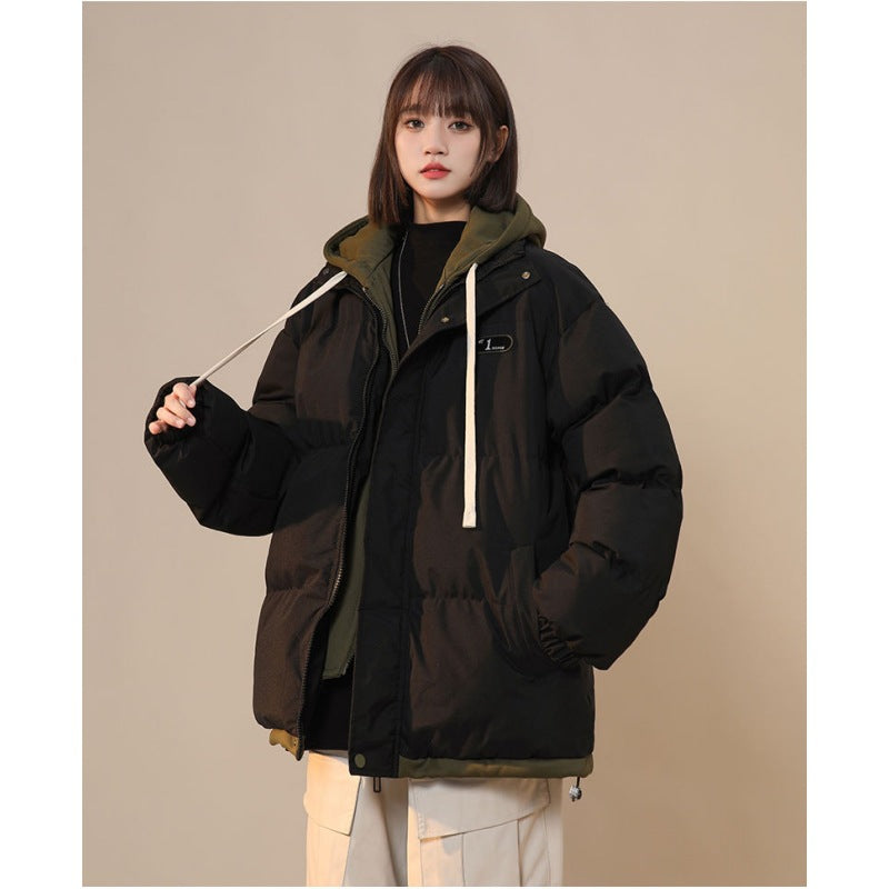 Gefütterte Unisex-Winterjacke im Lagen-Look
