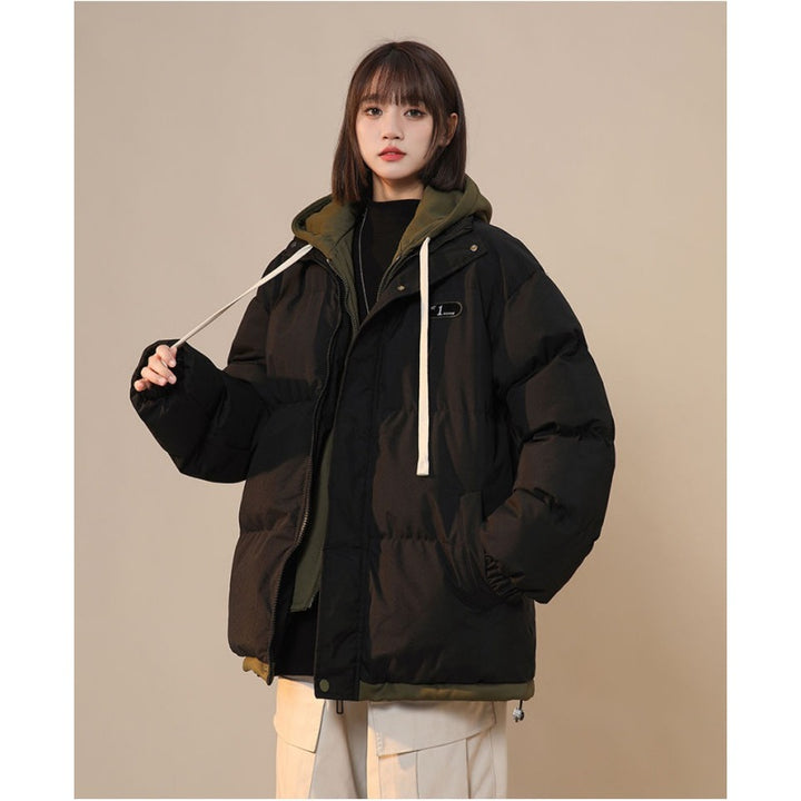 Gefütterte Unisex-Winterjacke im Lagen-Look