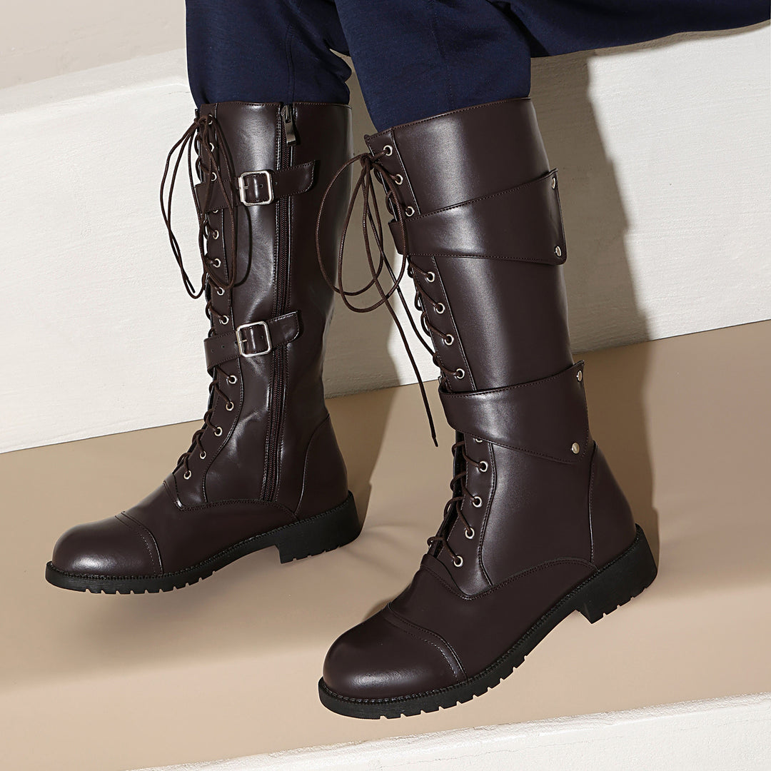 Herren-Stiefel mit Schnallen und Schnürung