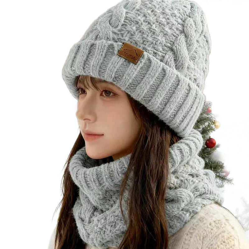 Strickmütze mit Schal Set, gefüttert, mit Ohrenschutz