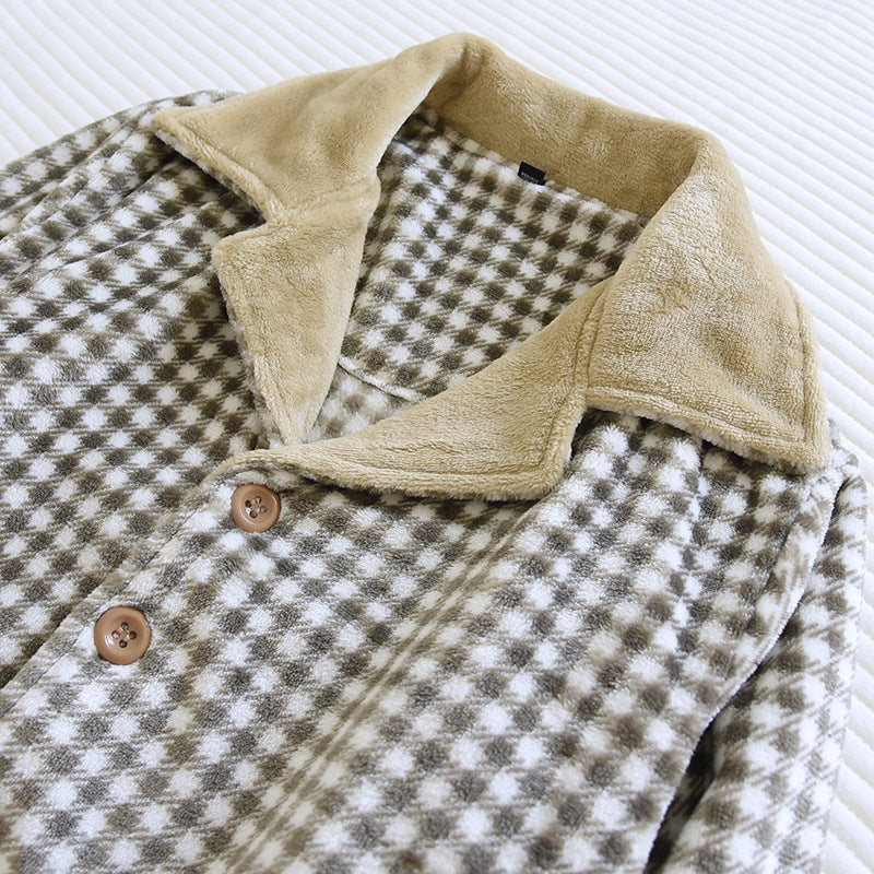 Warmer Flanell-Schlafanzug für Herren, gefüttert