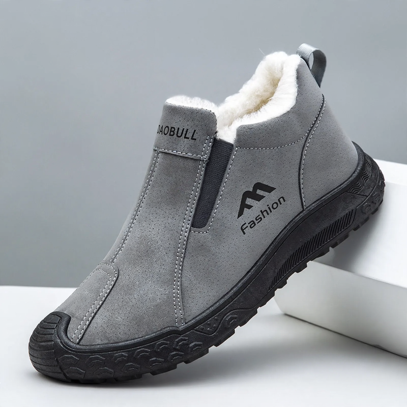 Gefütterte Herren-Winterstiefel, rutschfest, mittelhoher Schaft
