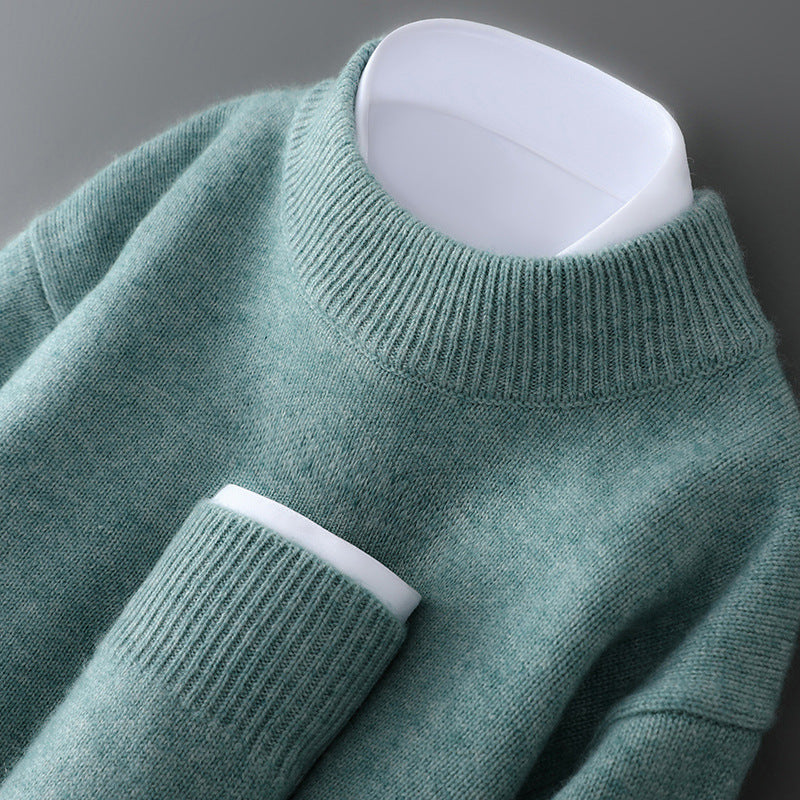 Herren Pullover, Stehkragen, 100% Wolle, weich