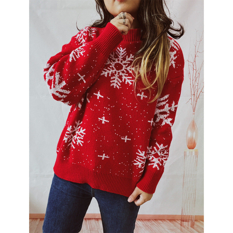 Damen-Strickpullover mit 3D-Weihnachtsmotiv