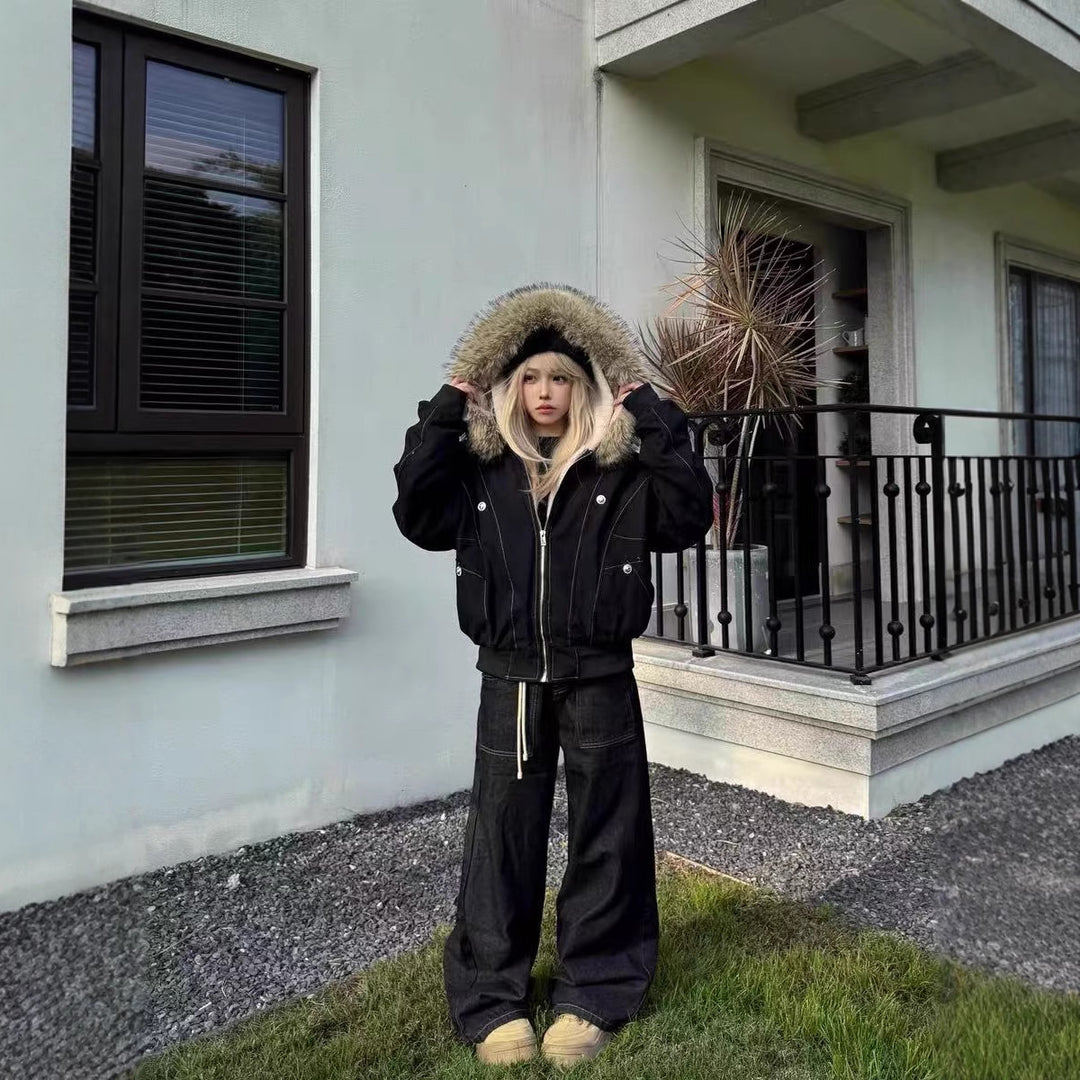 Unisex-Winterjacke mit Kapuze, gefüttert