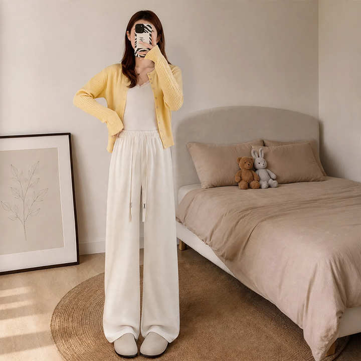 Damen-Cordhose mit weitem Bein, locker geschnitten