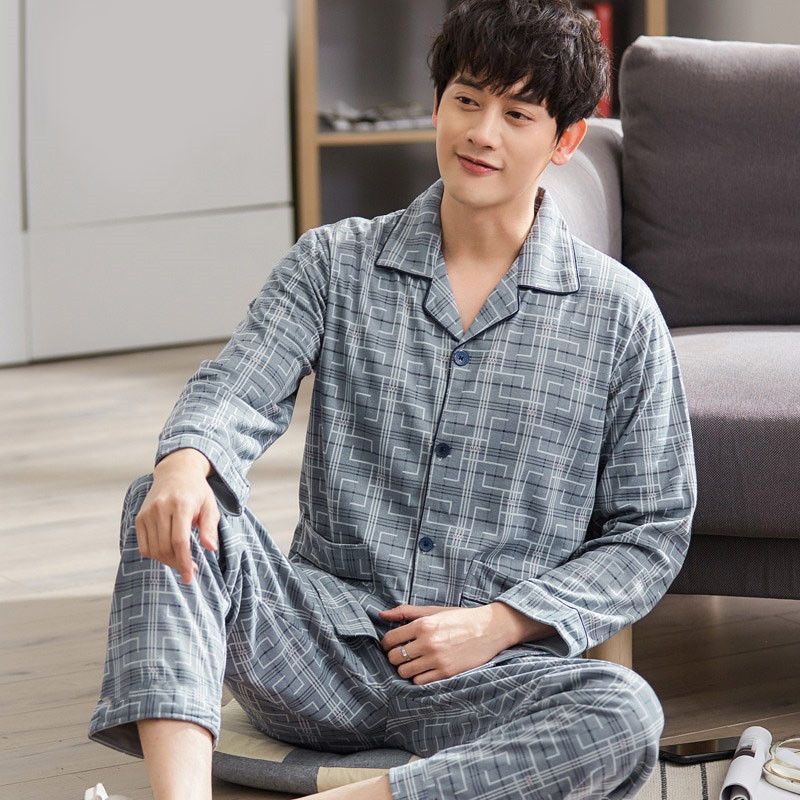 Herren-Pyjama-Set aus 100% Baumwolle, langärmelig