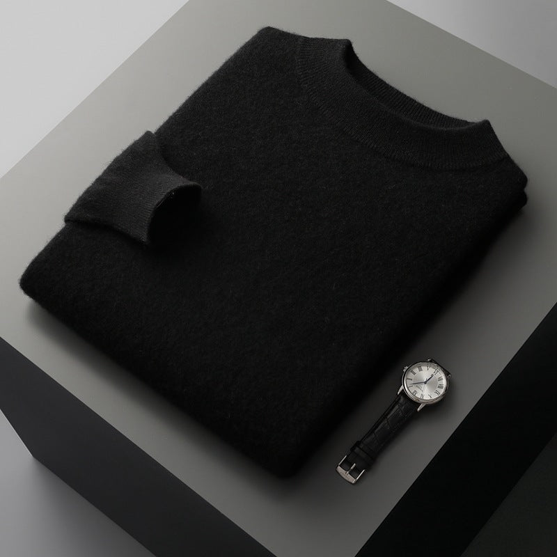 Herren-Kaschmirpullover, Stehkragen, reine Wolle