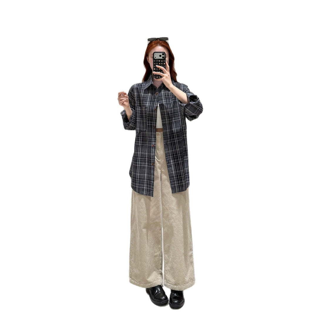 Damen-Cordhose mit hohem Bund und weitem Bein