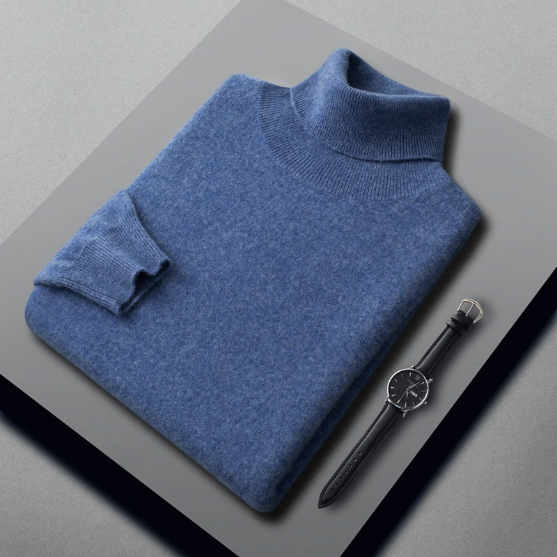 Herren-Kaschmirpullover, hoher Kragen, Business-Casual