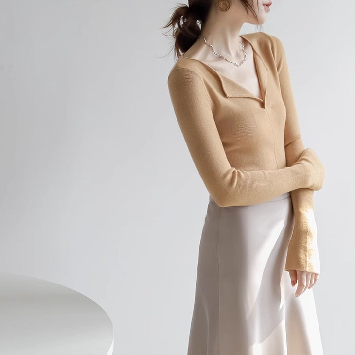 Damen-Strickpullover mit V-Ausschnitt
