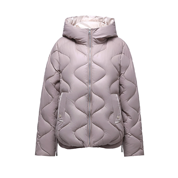 Kurze Damen-Steppjacke, glänzend, mit Kapuze