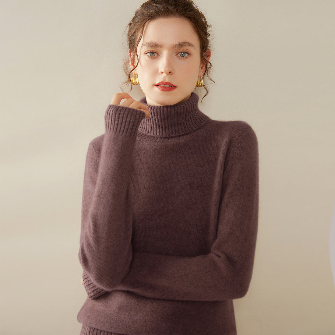 Damen Rollkragenpullover aus 100% Kaschmir, warm