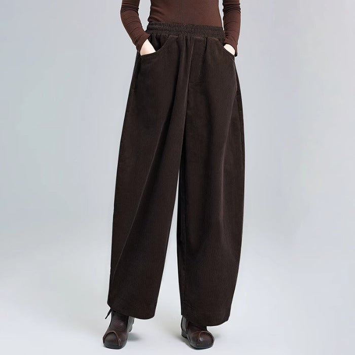 Kord-Haremshose für Damen, hoher Bund