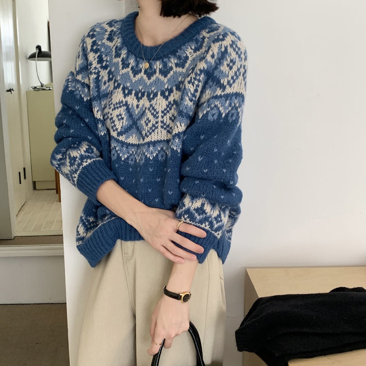 Damen-Weihnachtspullover im Fair-Isle-Stil