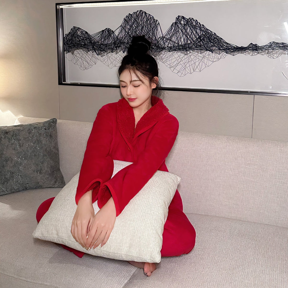 Damen-Pyjama-Set aus Flanell, warm und festlich
