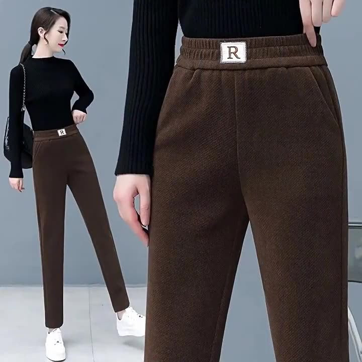 Damen-Cordhose, gefüttert, Karottenform, große Größen