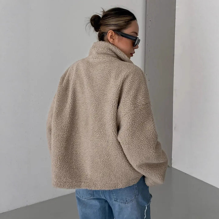 Damen-Fleecejacke mit Stehkragen und Reißverschluss