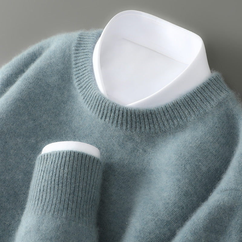 Herren-Wollpullover, 100% Wolle, Stehkragen, Business-Stil