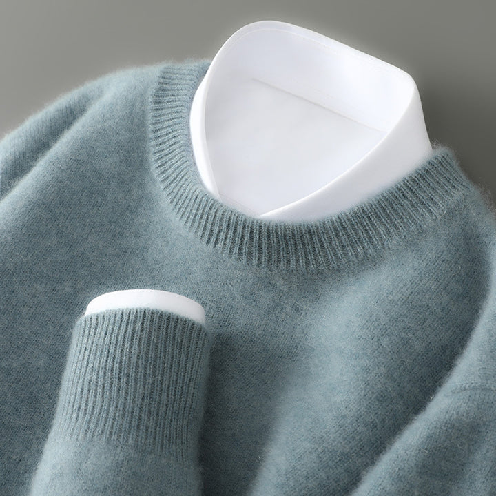 Herren-Wollpullover, 100% Wolle, Stehkragen, Business-Stil