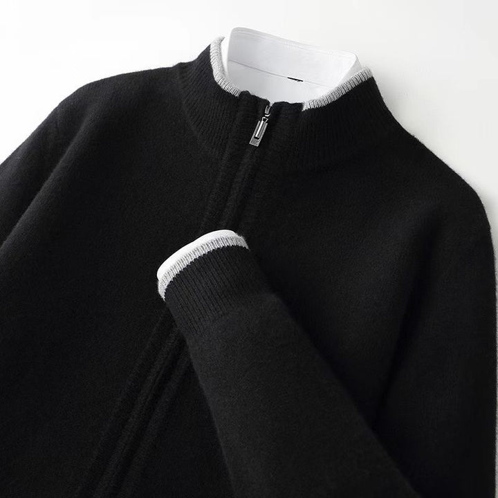 Herren-Strickjacke mit Reißverschluss und Stehkragen