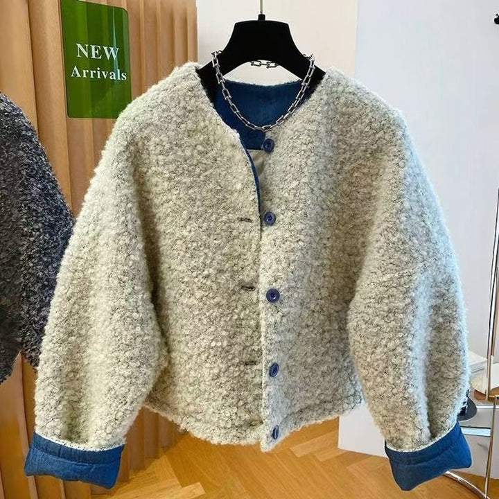 Gefütterte Lammfleece-Jacke für Damen, modisches Design