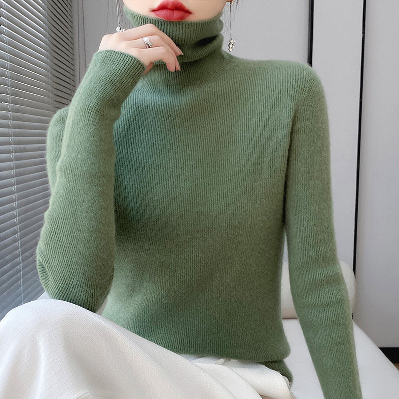 Damen-Strickpullover mit Stehkragen, langärmelig, gefüttert
