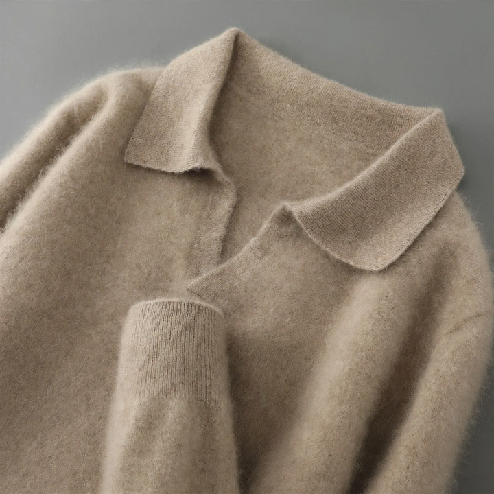 Herren-Wollpullover, Polo-Kragen, einfarbig