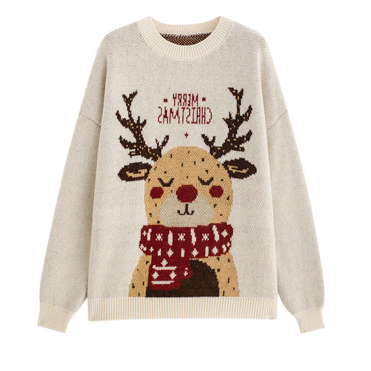 Damen-Strickpullover mit 3D-Motiv, locker geschnitten